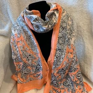 Pink Salmon scarf - shall with paisley designs